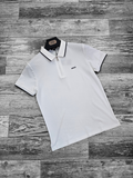 Polo BOSS avec fermeture éclaire blanc