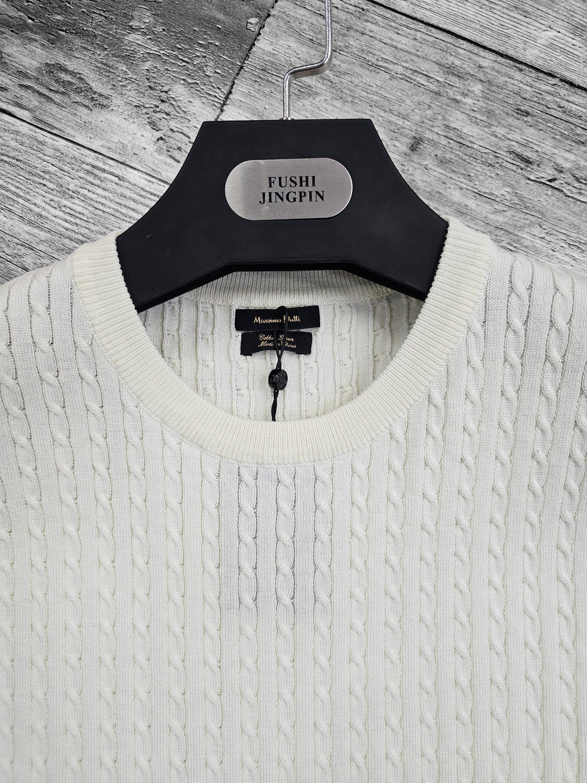 pull torsadé blanc