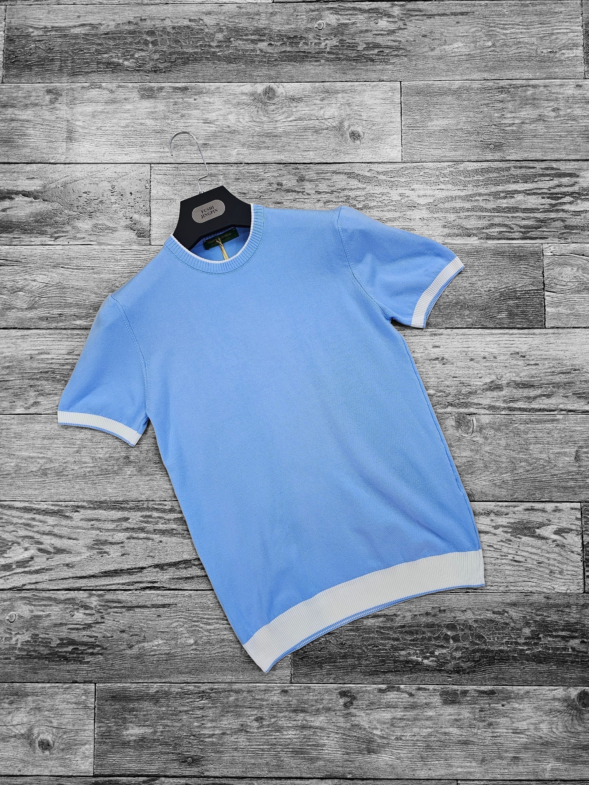 Pull marco bande - bleu ciel