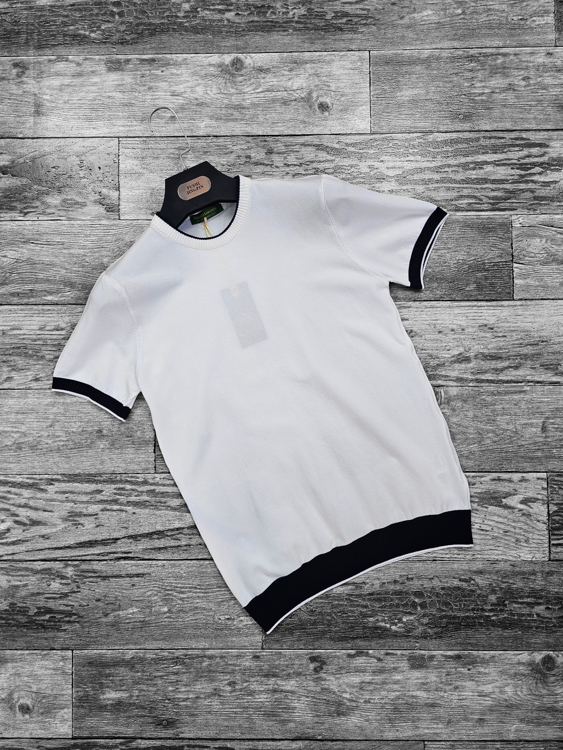 Pull marco bande -blanc